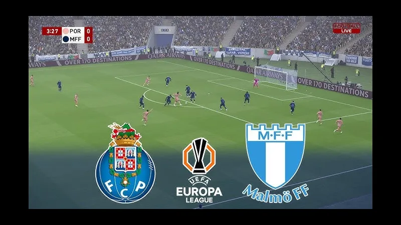 Cầu thủ của Porto tung cú đá mạnh vào khung thành Malmo Cầu thủ của Porto tung cú đá mạnh vào khung thành Malmo